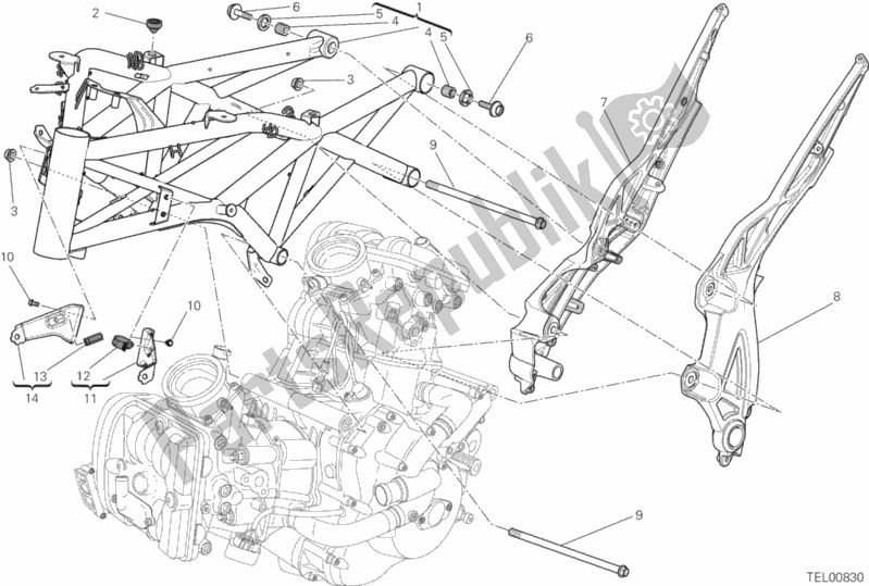 Todas as partes de Quadro, Armação do Ducati Diavel FL Thailand 1200 2017